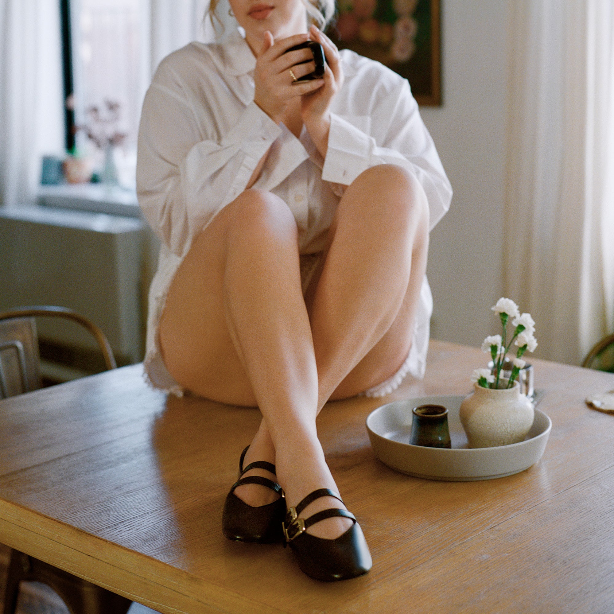 BAYLEE BALLET FLATS BLACK LEATHER - Image 11