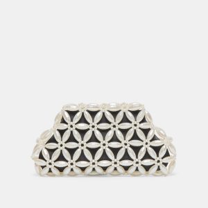 MARLOW CLUTCH BLACK SATIN PEARL