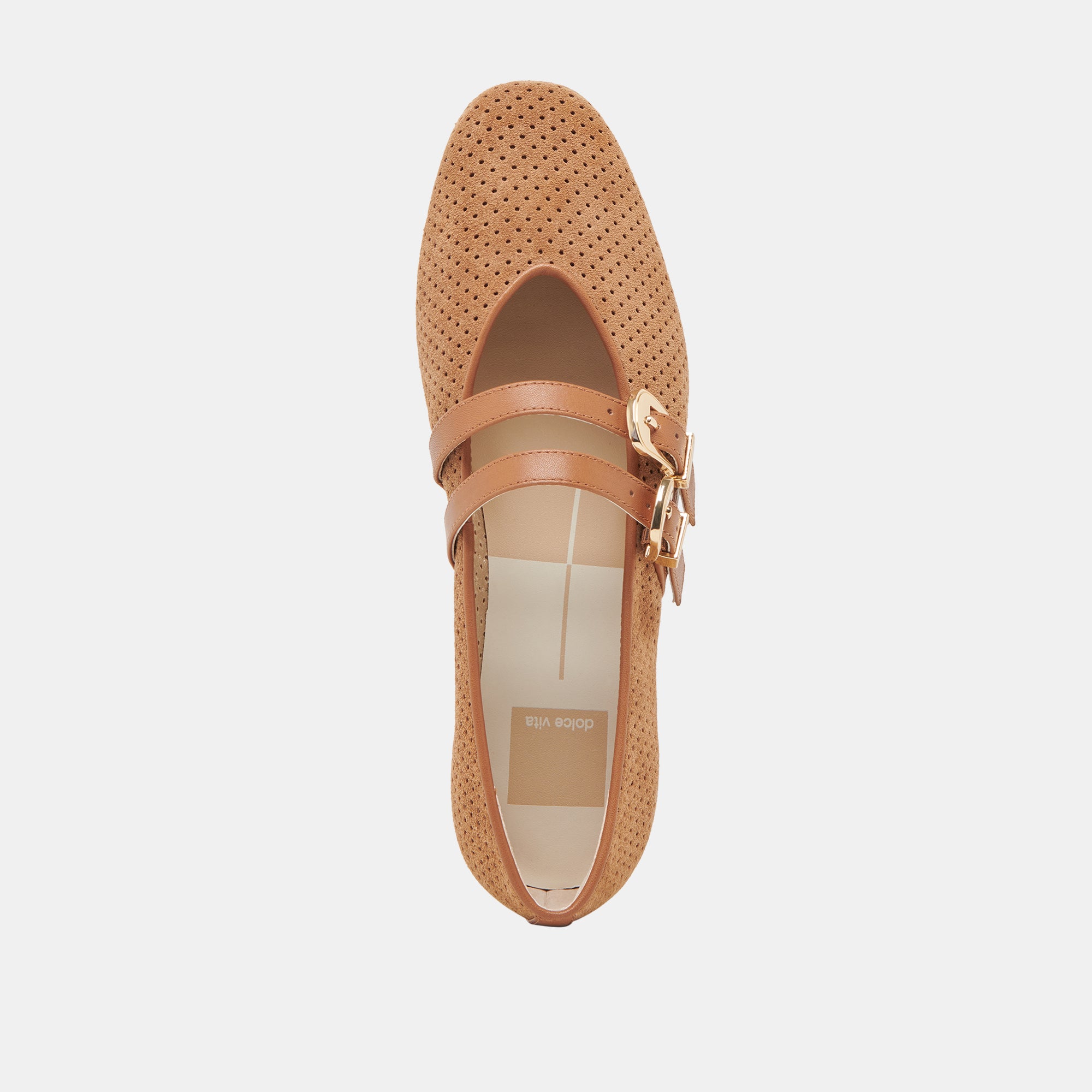 BAYLEE BALLET FLATS PECAN PERFORATED SUEDE - Image 10