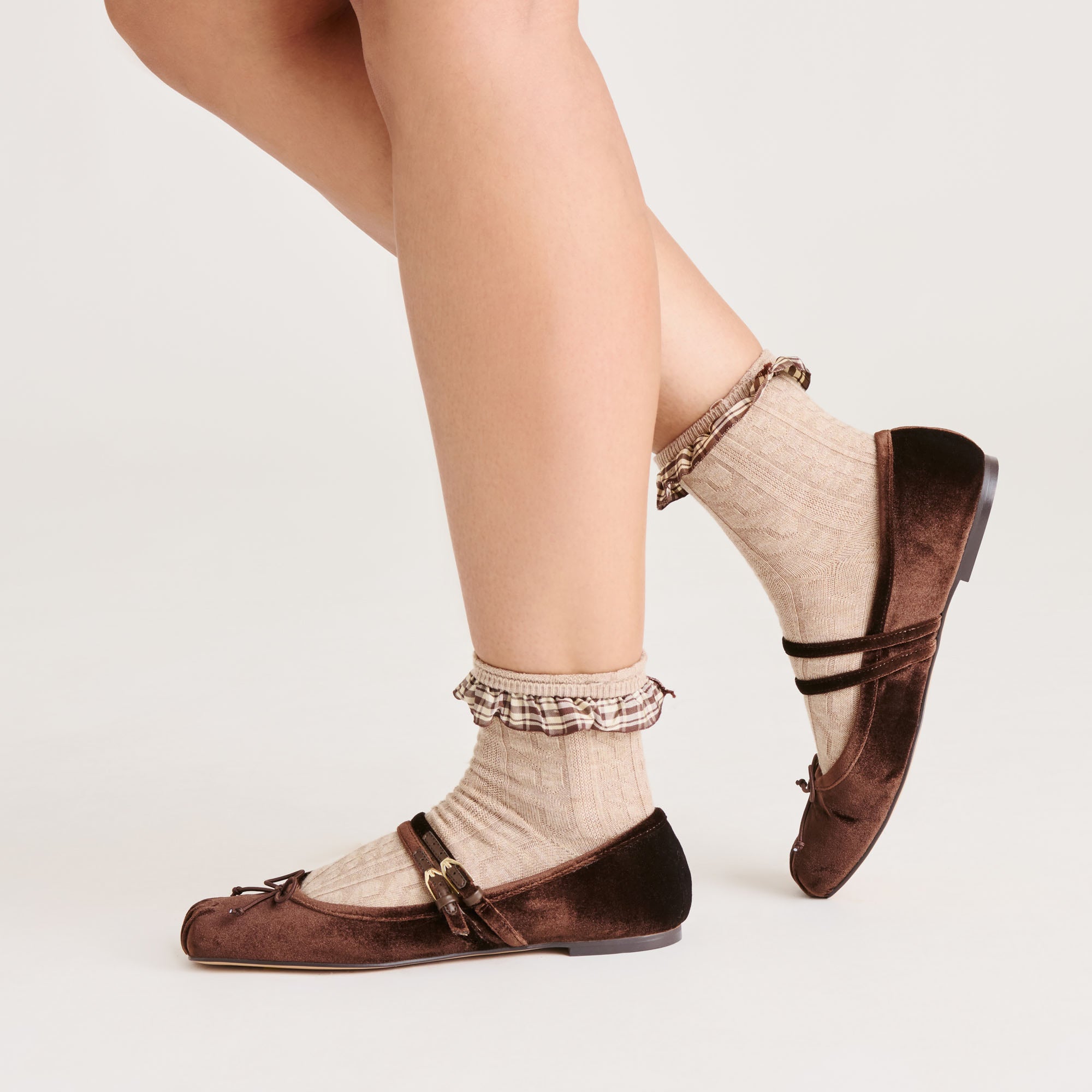 GIBSEN BALLET FLATS CHOCOLATE VELVET - Image 6