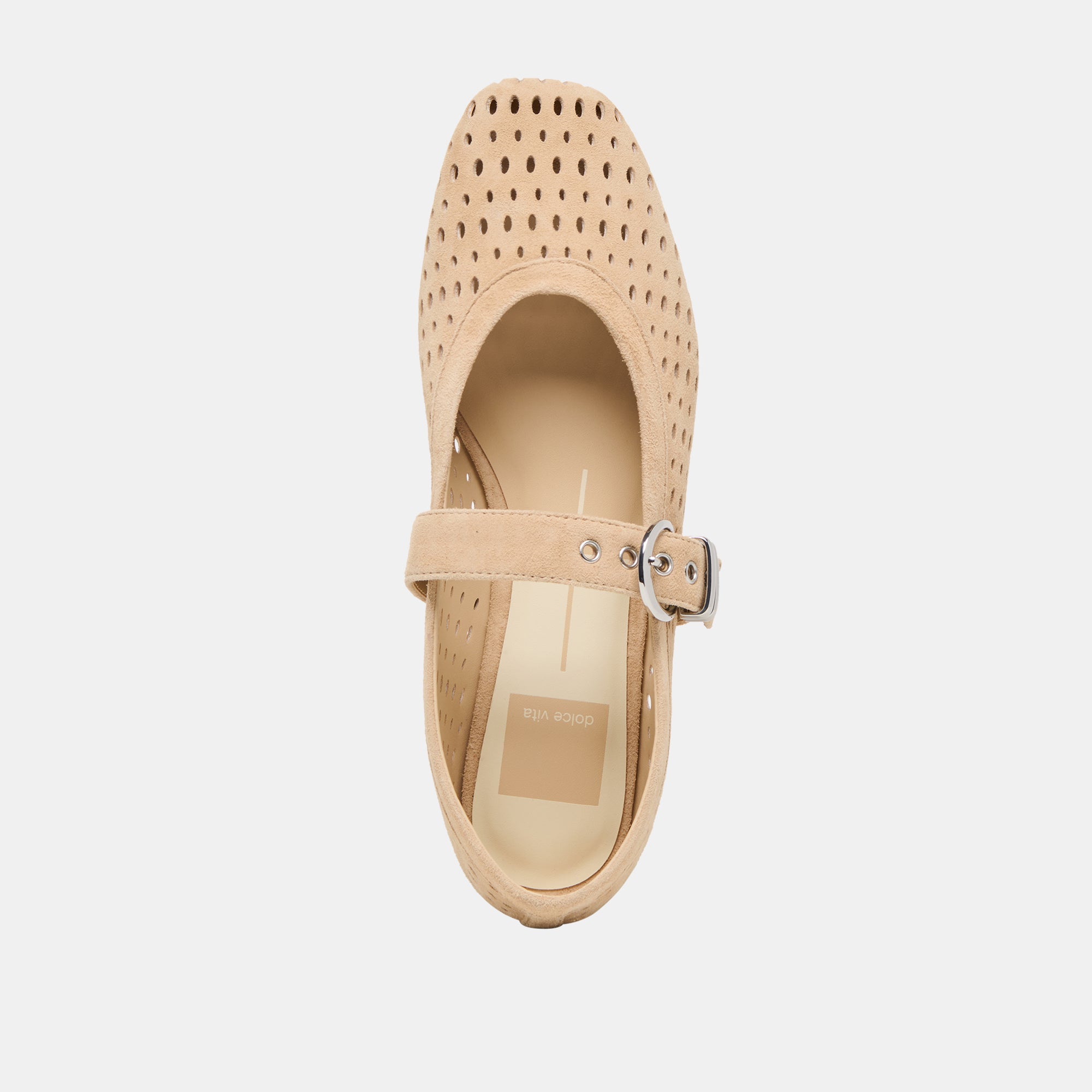 MIKEL BALLET FLATS CAMEL PERFORATED SUEDE - Image 13