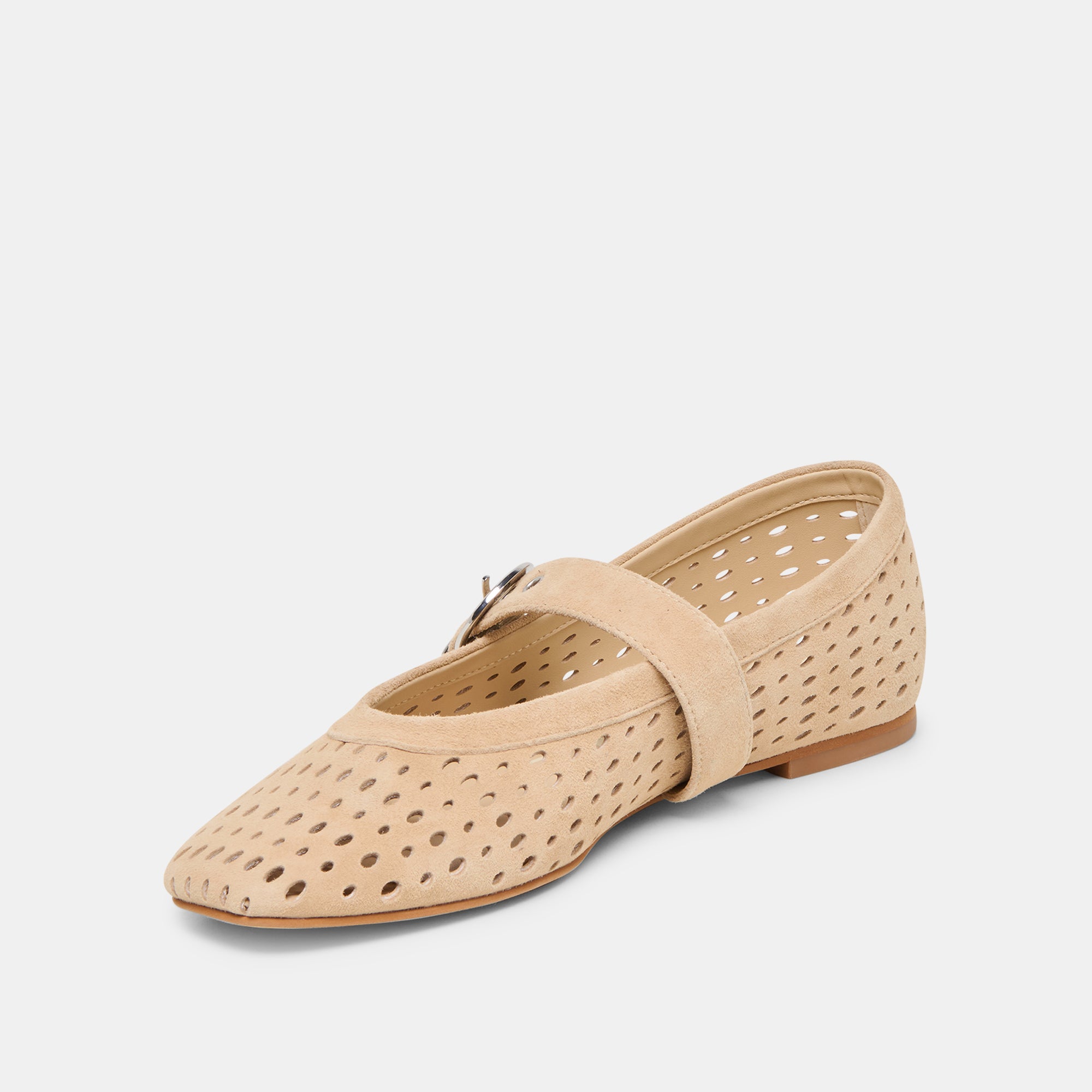 MIKEL BALLET FLATS CAMEL PERFORATED SUEDE - Image 7