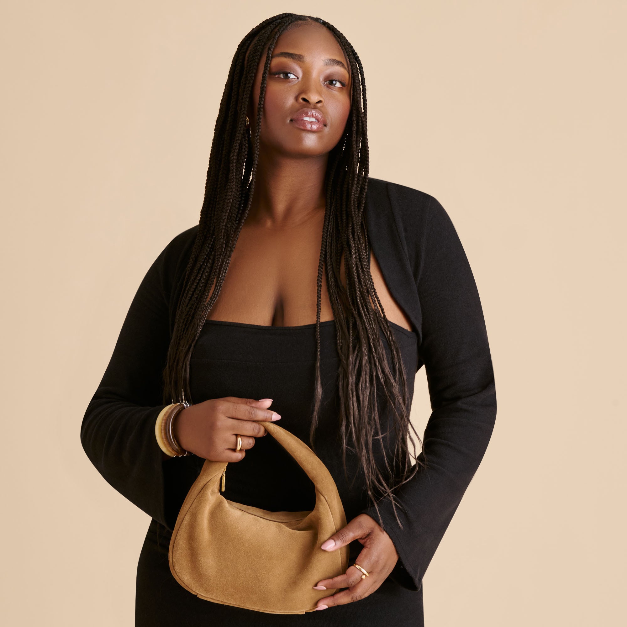 FRANKIE HANDBAG BROWN SUEDE - Image 4