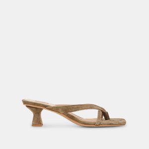 BREVEL HEELS OLIVE SUEDE