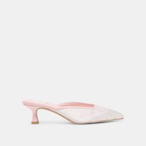 CLEO X BYRDIE GOLF HEELS PINK FLORAL SATIN