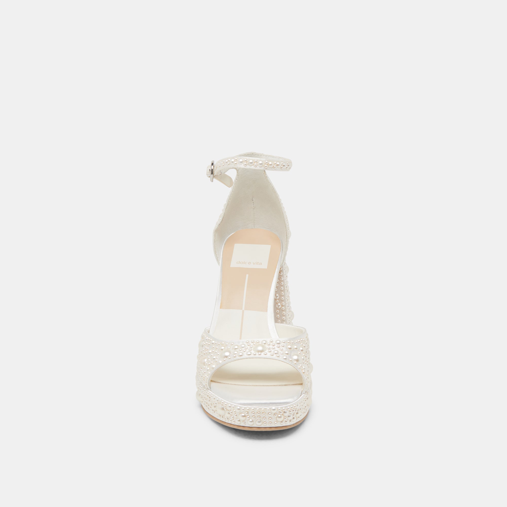 PANDRO PEARL HEELS TRUE WHITE SATIN - Image 9
