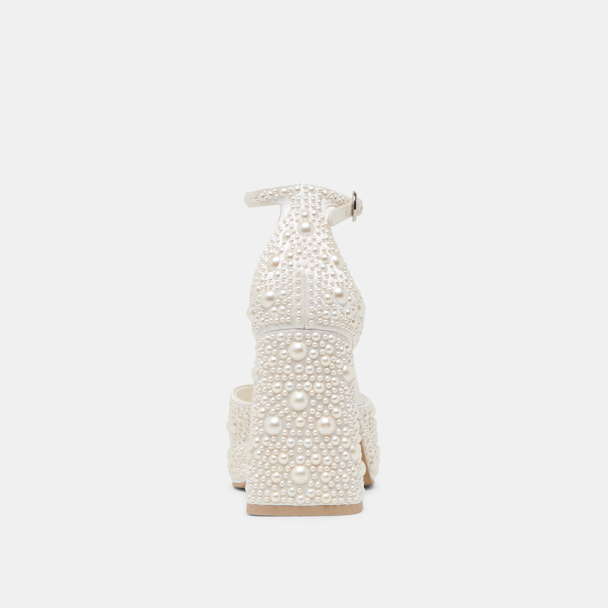 PANDRO PEARL HEELS TRUE WHITE SATIN - Image 10