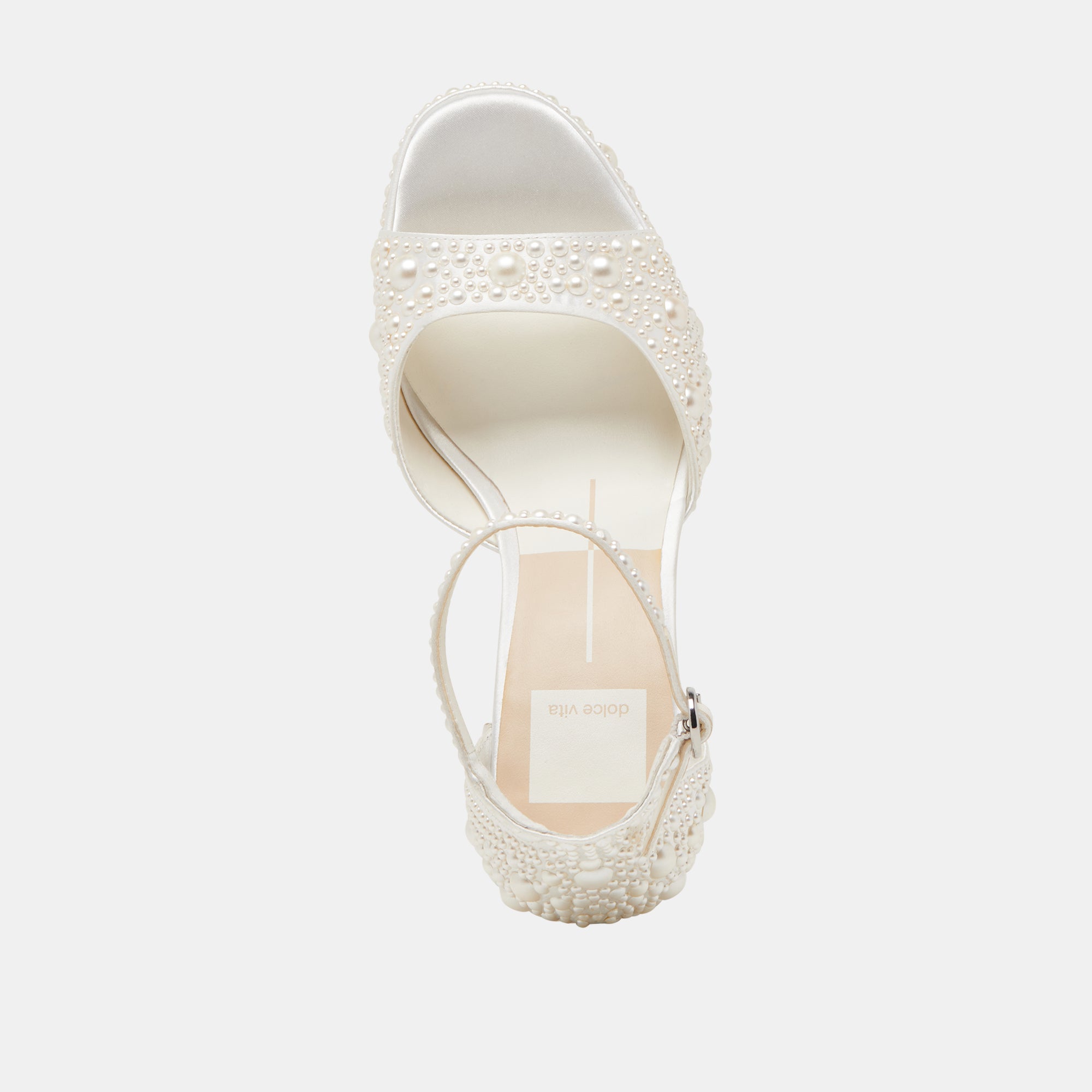 PANDRO PEARL HEELS TRUE WHITE SATIN - Image 11
