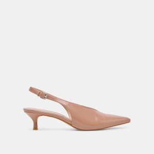 ALENNA HEELS WHISKEY CRINKLE PATENT
