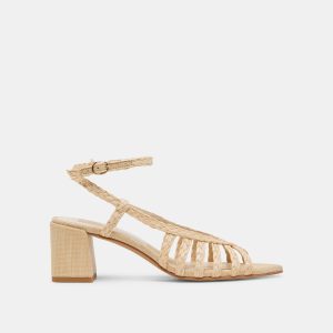 YASMIN HEELS NATURAL RAFFIA